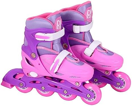 Patins Inline Ajustável Rosa com Acessórios 30-33 DM Radical