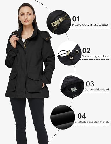 WenVen Women's Casual Cotton Jacket Outdoor Lightweight Coat Ladies Softshell Jacket Windproof Warm Jacket - Image 6