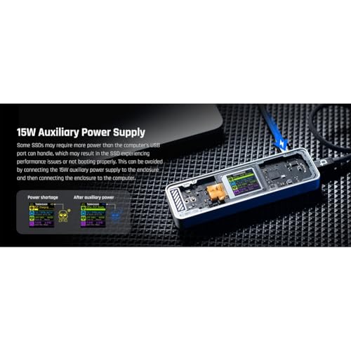 Smart 2280 M.2 NVMe SSD Enclosure con LCD Negro miniatura 4