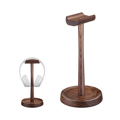 AhfuLife Wooden Headphone Stand Headset Holder Hanger Stand with Cable Holder for Sony, Bose, Shure, Jabra, JBL, AKG, Gaming Headset and Earphone Display (Walnut Color)