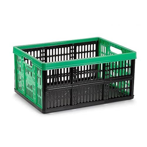 CABLEPELADO Caja Plegable con Asas, Caja plástico para Camping, Caja plástico Organizador, 48 cm Largo x 35 cm Ancho x 23 cm Alto, Capacidad 32 litros, Carga máxima de 18 Kg, Verde