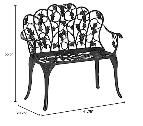 Plow & Hearth Weatherproof Grapevine Outdoor Bench | Holds Up To 300 Lbs | Garden Patio Porch Park Deck | Metal | Black #TOP1