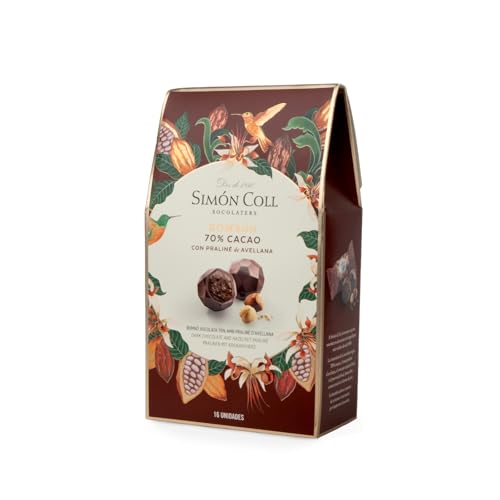 Bombones de Chocolate Negro 70% con Praliné de Avellana, Estuche de 16 unidades, 144g | Simón Coll