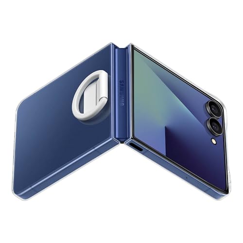 Image of Samsung Galaxy Z Flip7 Ring Phone Case Clear, Protective Cover with Built-in Ring, Easy to Carry, Slim, Sleek, US Version, Transparent