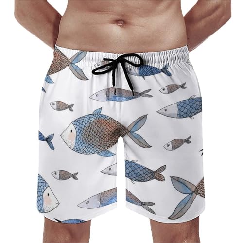 Swim trunk aquarelle poisson UMENG pour vos journées plage en S