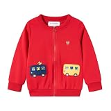 [LSMUDKINGDOM] キッズ スウェット ジャケット フードなし ジップアップ ブルゾン 子供服 男の子 女の子 赤 130