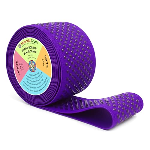 Mandala Crafts 2 Inch Purple Non Slip Silicone Gripper Elastic Band
