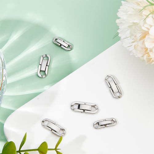 Gomakerer STAS-GO0001-24-US38 6 Pcs 3 Sizes 304 Stainless Steel Fold Over Clasps, Foldover Extension Jewelry Clasps Jewelry Extender Clasp thumb #3
