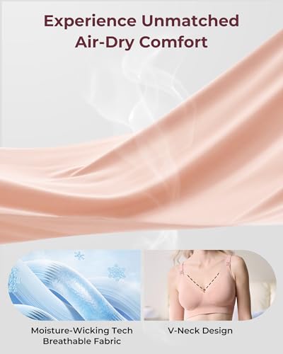 Image of Momcozy CoolFit Nursing Bras for Breastfeeding, Fixed Padding Ultra Stretch Seamless Jelly Strip Maternity Bra, Wireless