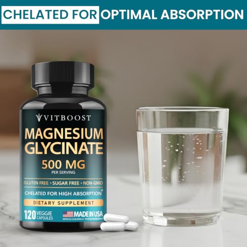 VITBOOST Magnesium Glycinate 500mg (90mg elemental) — 120 vegan capsules — view 8