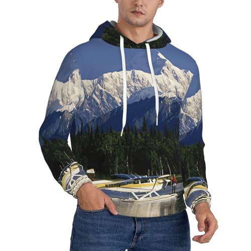 Sweat à capuche homme en polaire chaud à manches longues avec motif imprimé