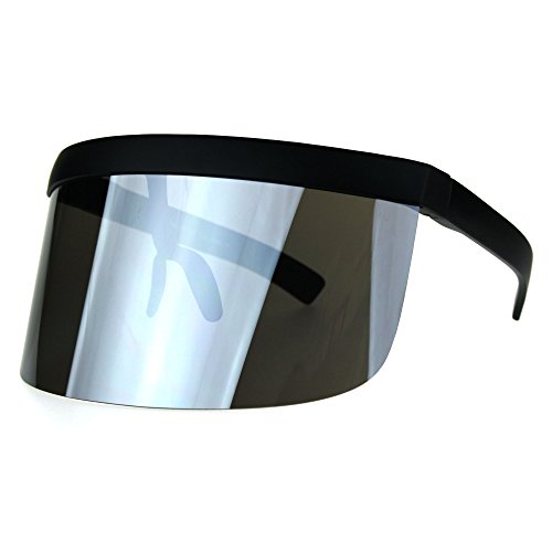 Extra Oversize Visor Style Huge Mask Color Mirror Funky Sunglasses Silver Mirror