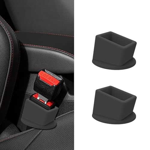 2PCS Car Seat Belt Buckle Holder Silicone Vehicle Rear & Front Seatbelt Buckle Booster for Easy Access Auto Seatbelt Fixer to Make Buckling Upright Positioning Universal for Most Cars (Black)