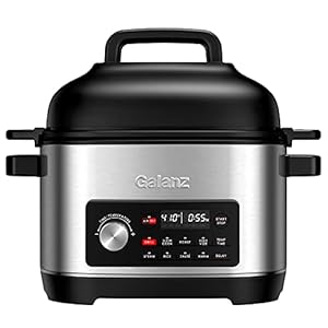 Galanz 8-in-1 Multi Cooker with Air Fry, Sous Vide, Rice, Sauté, Slow Cook, Steam, Roast, & Grill – Removable 8 QT Cooking Bowl, 8 Pre-Set Programs, Stainless Steel
