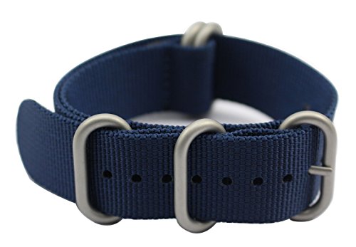 ArtStyle Watch Band with 1.5mm Thickness Quality Nylon Strap and Heavy Duty Brushed Buckle (Blue, 22mm)