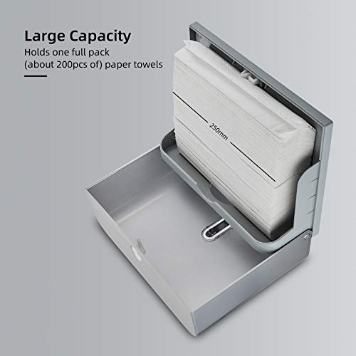Plussen Paper Towel Dispenser Wall Mount, Adhesive No Drilling Or Screws Installation Multifold Tri-Fold Commercial Hand Towel Dispenser,Silver-Pn6007 #TOP4