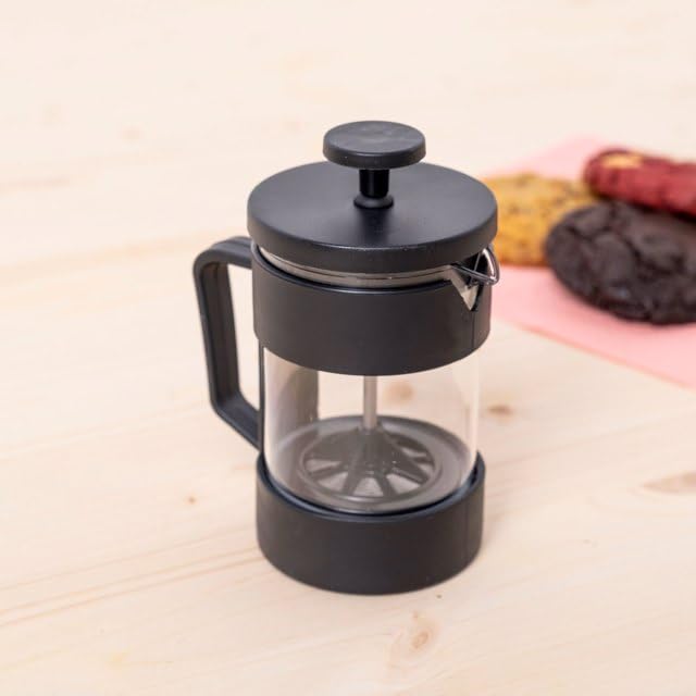 Image of 3D CREATIONS French Press Coffee And Tea maker Cold Brew Foam Maker 4 level filtration Heat Resistance Borosilicate Glass 600 ML. black