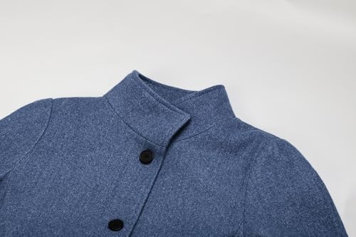 CHARTOU Women Winter Long Pea Coat Wool Blend Stand Collar Single Breast Thicken Blazer Jacket3