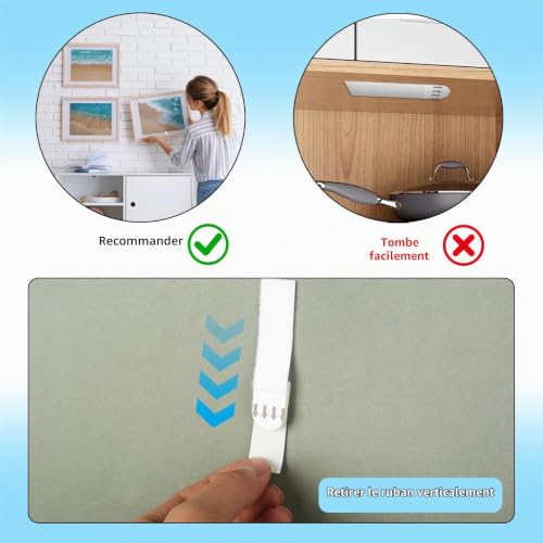 Peygre 56 Pièces Bandes Adhésives de Suspension sans Clou, 7x1,6 cm – vue 5