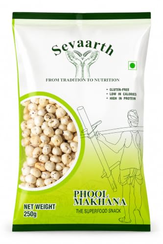 Image of Sevaarth 5 Suta Jumbo Phool Makhana 250g | Premium Raw Fox Nuts (Lotus Seeds) | Large Size, High Protein, Gluten Free Healthy Snack | Vrat & Diet Friendly