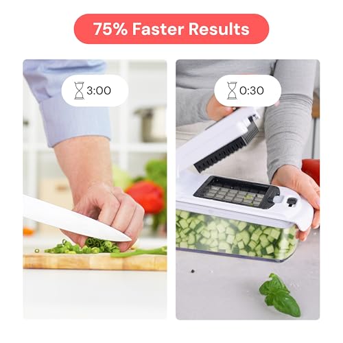 Fullstar Vegetable Chopper & Cutter - Slicer Dicer Spiralizer with Container for Food Veg Onion Cucumber Tomato Salad Potato French Fry - Kitchen Gadgets & Accessories (PRO 9-in-1, White) - Image 4