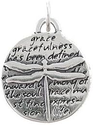 Small Round Dragonfly Pendant with Inspirational Inscriptions in Sterling Silver, 8226