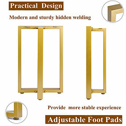 Image of HOMEKAYT Metal Table Legs 28''x 17.7'' Heavy Duty T-Shape Desk Legs Industrial Furniture Legs for Dinning Table, Computer Table, Office Table (2Pcs) -Gold
