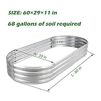 Rakukiri Raised Garden Bed GRS Certified Galvanized Planter Box Outdoor, 5ft Oval Rot-Resistant Metal Garden Bed Planter, Recycled Material Planter for Vegetables Flowers Herbs (Silver) — image 3