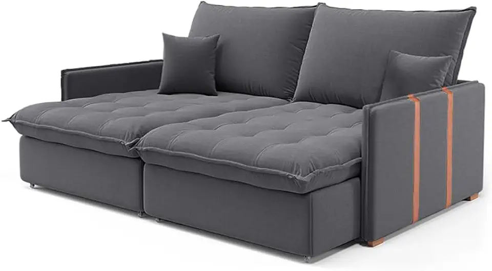 Sofá Retrátil Sem Caixa 2 lugares Solomons Linho Grafite 160 cm