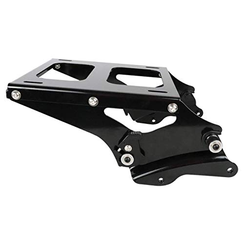 Aufer Black Detachable Two Up Mounting Luggage Rack With 4 Point Docking Hardware Compatible With For Touring Road King Street Glide Road Glide Electra Glide Tour Pack Pak 2014-2023 #TOP4