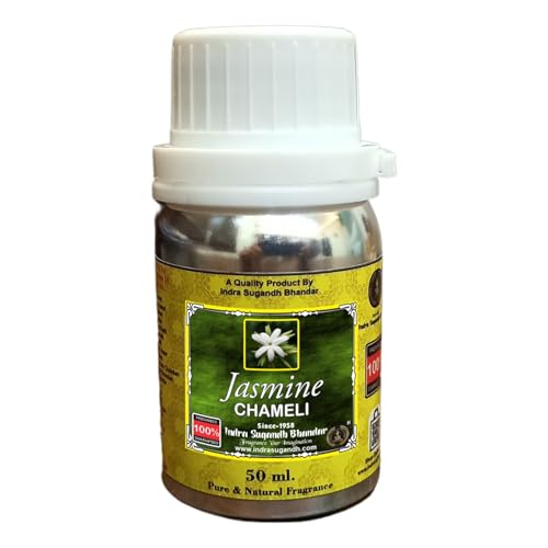 Image of INDRA SUGANDH BHANDAR Attar For Unisex Pure Jasmine, 25ml Roll On Rich & Divine Original & Pure Chameli Flower Long Lasting Liquid Fragrance Pack
