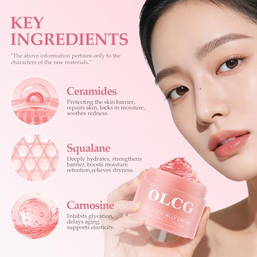 OLCG Collagen Jelly Cream – A Gel-Textured Moisturizing Cream For Radiant And Plump Skin – Contains Hydrolyzed Collagen And Sodium Hyaluronate – Suitable For Daily Use