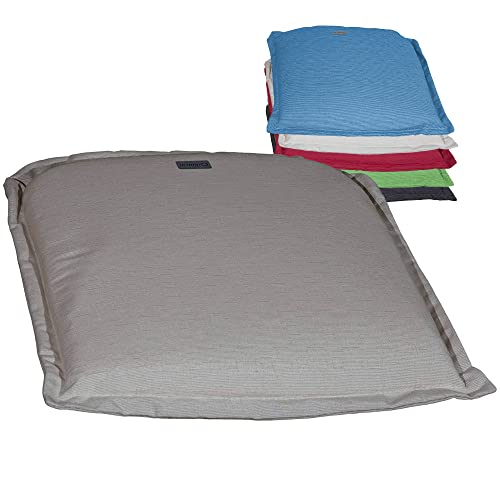 acamp Sitzkissen Gartenstuhl Paddy Model R | UV-beständiges Sitzkissen Outdoor 47x50 cm ohne Ausbleichen | Sitzkissen Stuhl ohne Schadstoffe | Atmungsaktives Sitzpolster Gartenstuhl in Hell-Grau