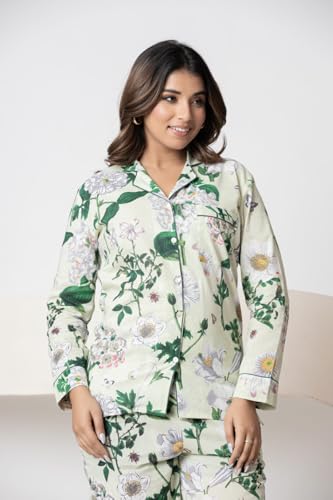 Image of Women's Cotton Printed Night Suit Set | Soft & Breathable Sleepwear with Top and Pajama | Stylish Nightwear for Daily Use - All Season Use