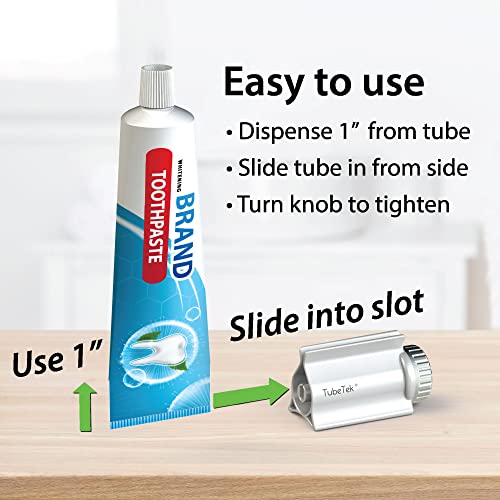 TubeTek Toothpaste Tube Squeezer Dispenser Roller Wringer for Paint, Lotion, Cream, Glue. Made in USA. Color: Gold