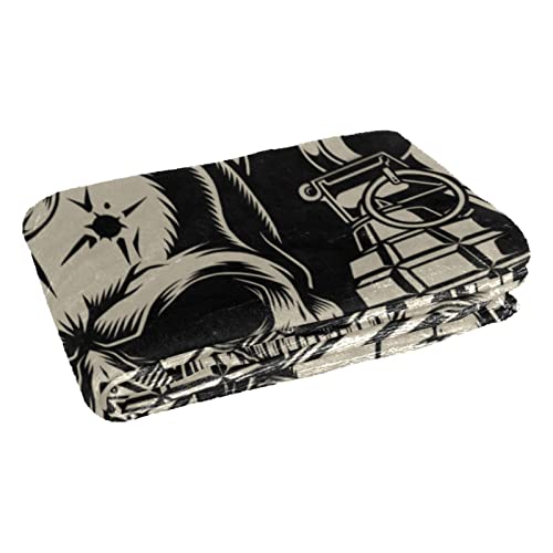 Couverture tête de mort avec pistolets plaid chaud 150x100 cm
