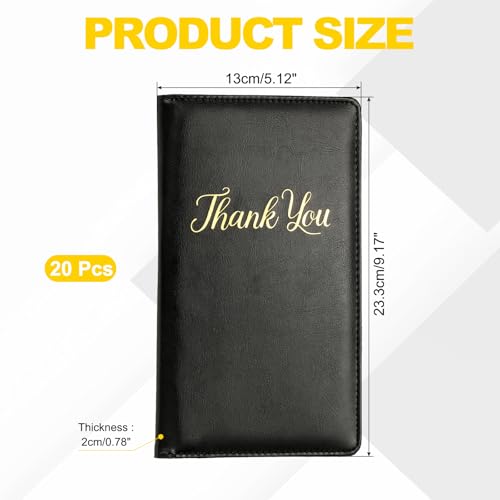 PATIKIL Restaurant Rechnungspräsentatoren 20Stk Gästerechnungshalter Mit Magnetclip PU Leder Rechnungspräsentatoren Für Restaurants Kellnerinnen Bars Schwarz