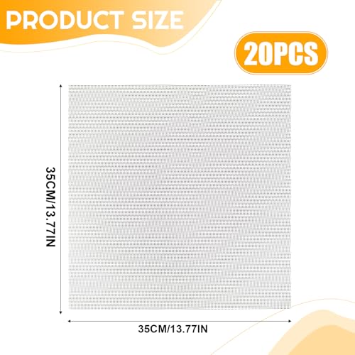 AIHSUMC 20 PCS Silicone Dehydrator Sheets, Premium Non-Stick Silicone Square Dryer Mats Reusable Steamer Mesh Mat for Fruit Dryer Dehydrator, Food Meat Vegetables Herbs Dehydrator Tray Liner 14x14 in