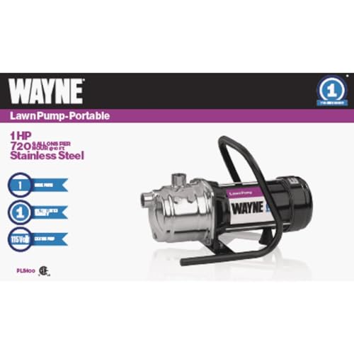 WAYNE PLS100 1 HP Portable Stainless Steel Lawn Sprinkling Pump