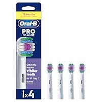Oral-B Pro 3D White Electric Toothbrush Head, X-Shaped Bristles and Unique Polishing Cup for Teeth Whitening and to Remove Surface Stains, Pack of 4 Toothbrush Heads, White
