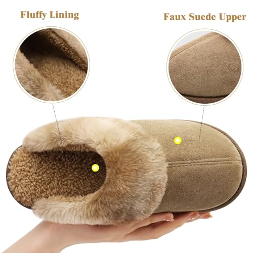 jiajiale Women's Memory Foam Slippers Ladies Slip On Arch Support Suede Scuff Slipper Cozy Fuzzy Faux Fur Winter House Shoes Indoor Outdoor3