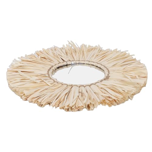 Miroir suspendu bohème rond en paille naturelle pour mur maison - 3