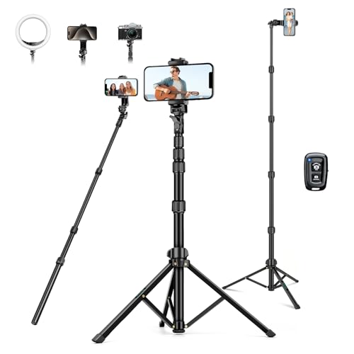 Image of Nineigh 72 inch Tripod for iPhone, Phone & Camera Travel Tripod Stand with Remote, Compatible with Smartphone /Gopro