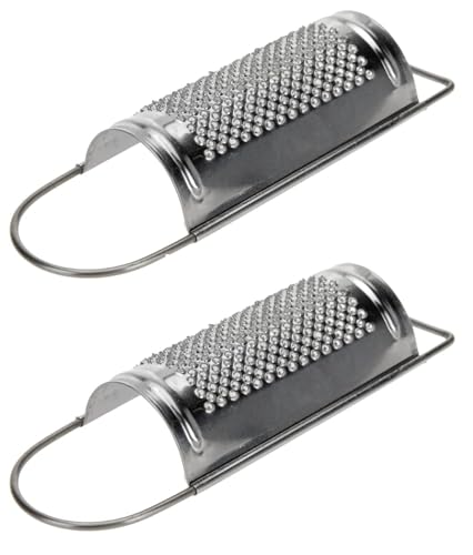 Muskatreibe 13 cm aus rostfreiem Edelstahl | Gewürz-Reibe silber, für feines Reiben von Muskat, Hartkäse, Zimt, Gewürzen | Langlebige Küchen-Reibe, platzsparend zum Aufhängen (2er Set Reibe)