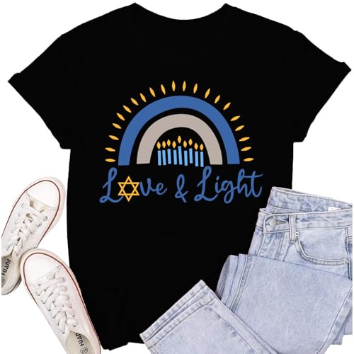T-shirt Hanoukka juif femme vêtement confortable qui ne se déforme pas au lavage