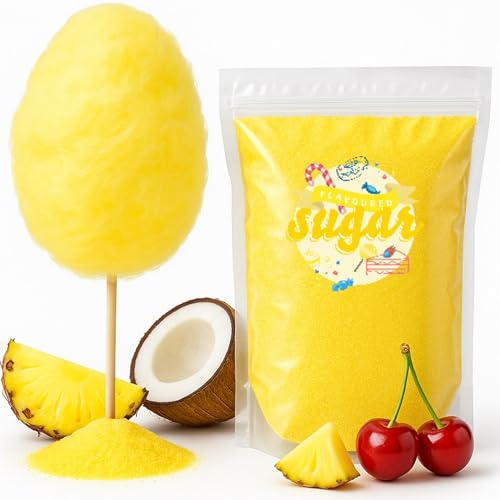 500g Pina Colada Zucker für Zuckerwatte Aromazucker Farbzucker Gelb für die Zuckerwattemaschine mit Zuckerwattezucker