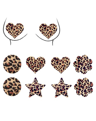 JUKOTA 4Paare Glitzer Nippelpads Sexy Set, nippelpads sexy,nippelkleber,nippel patches selbstklebend,Brustwarzen Abdeckung Nipple Cover, leopard...