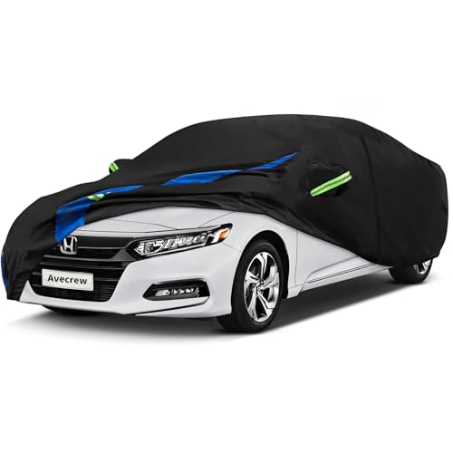 Image of Avecrew Car Cover Custom Fit for Honda Accord, Waterproof All Weather Full Exterior Cover Rain Snow UV Protection Outdoor Cover with Side Door Zipper Design