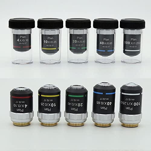 Microscope 4X 10X 40X 20X 100X 195 Plan Achromatic Objectives 20.2mm(20X 1PC)