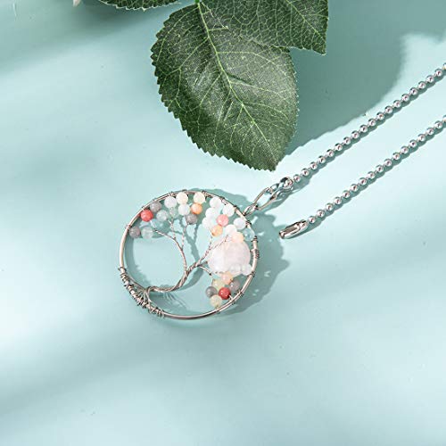 Image of LONGSHENG Colorful Beads Tree of Life Fan Pull Chain Fan Light Replacement Extender Pull Chain, Pack of 2